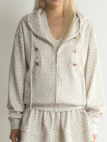 Floral Military Detail Zip-Up Hoodie