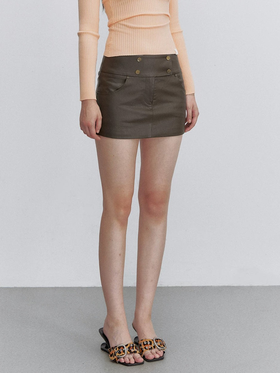 Leather A Line Skirt