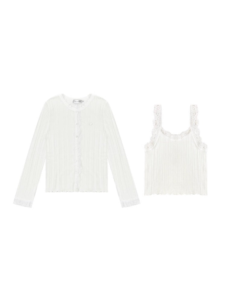 Lace Knit Cardigan Set