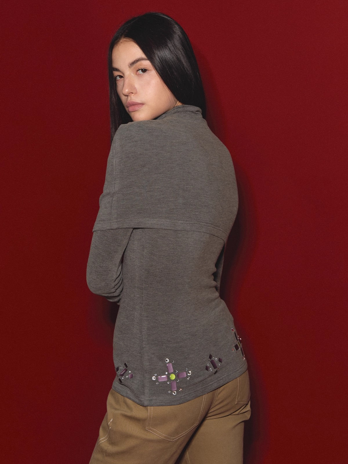 Gem-Detail Two-Piece Knit Set