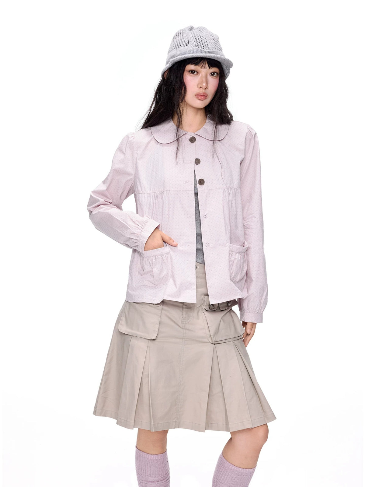 Polka Dot Doll Collar Shirt