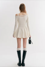 Beige Lace Off Shoulder Dress
