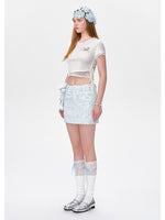 Lace Slim Fit Round-Neck Short T-Shirt