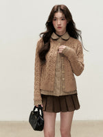 Peter Pan Collar Layered Knit Cardigan
