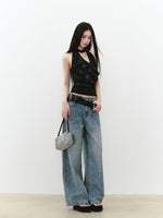 Chain Choker Neckline Waist Cinching Vest