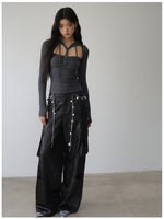 Hooded Hollow-out Long-sleeved T-shirt