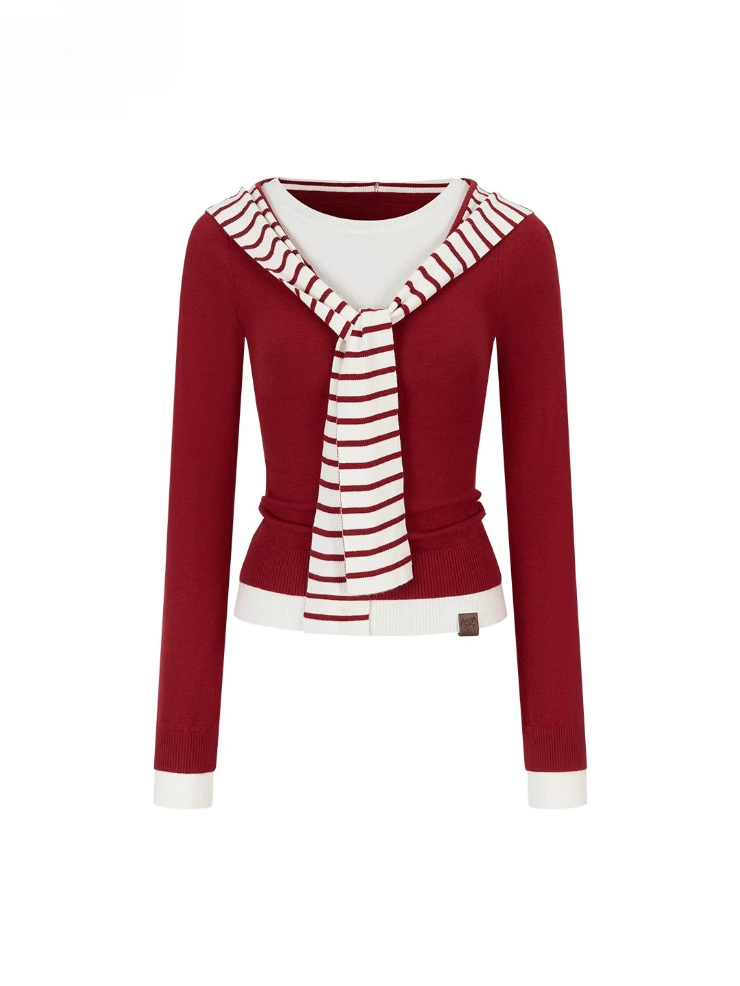 Contrast Hooded Knit Top