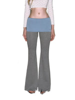 Color-Block Faux-Layered Low-Rise Flared Yoga Pants