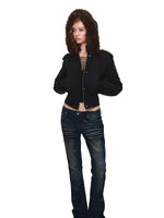 Rhinestone Cutout V-Neck Long Sleeve Top