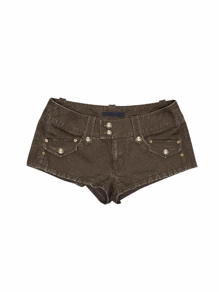 Washed Denim Cargo Shorts