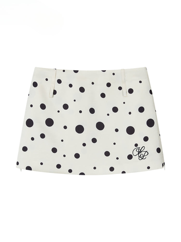 Polka Dot Zipper Reversible Skirt