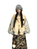Contrast Wool Blend Baseball Jacket