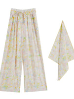 Lace-Trimmed Waist-Tie Wide-Leg Pants