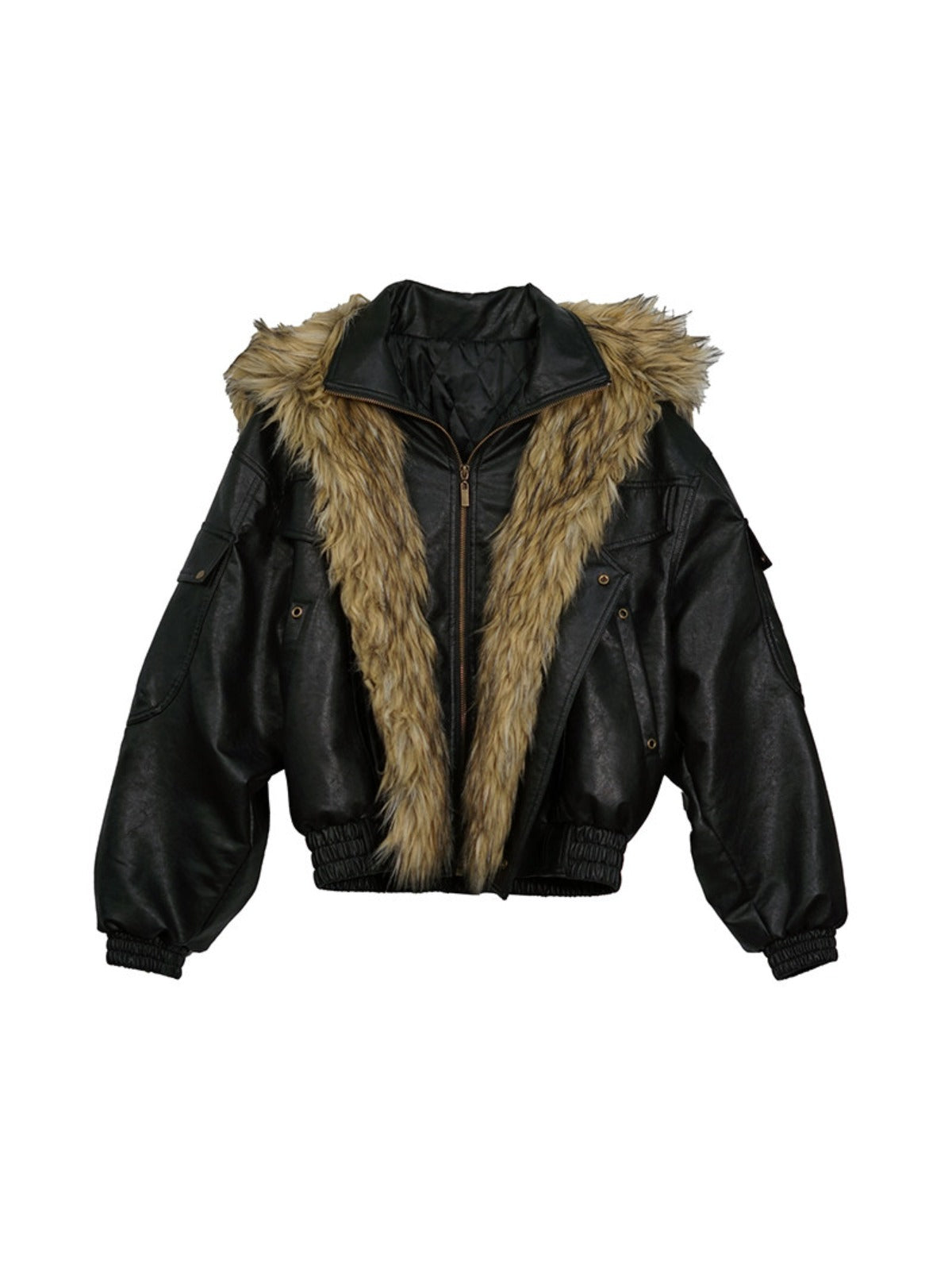 Detachable Fur Leather Jacket