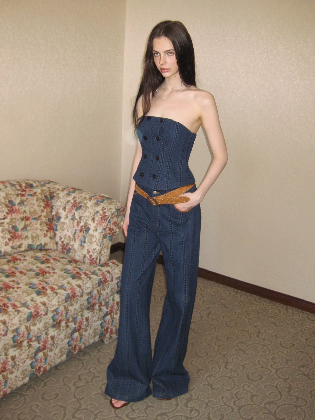 Striped Denim Set