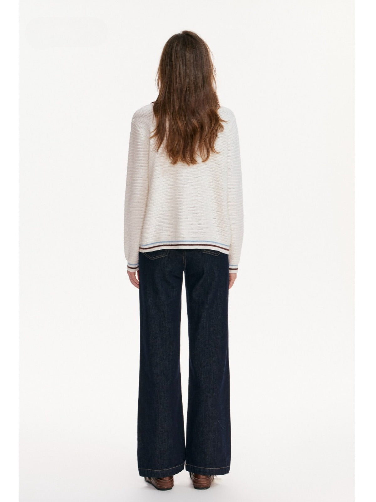 Contrast Stripe Cotton Zip Cardigan