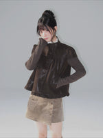 Stand-Collar Faux-Layered Jacket