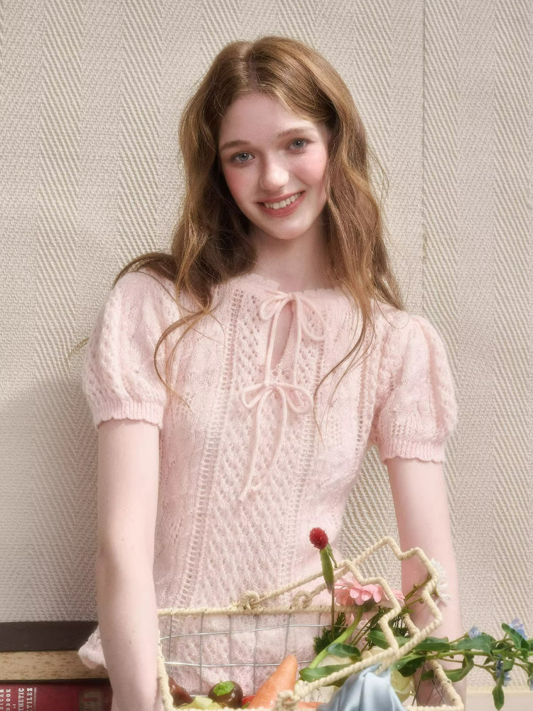 Mohair Wool Openwork Knit Sweater