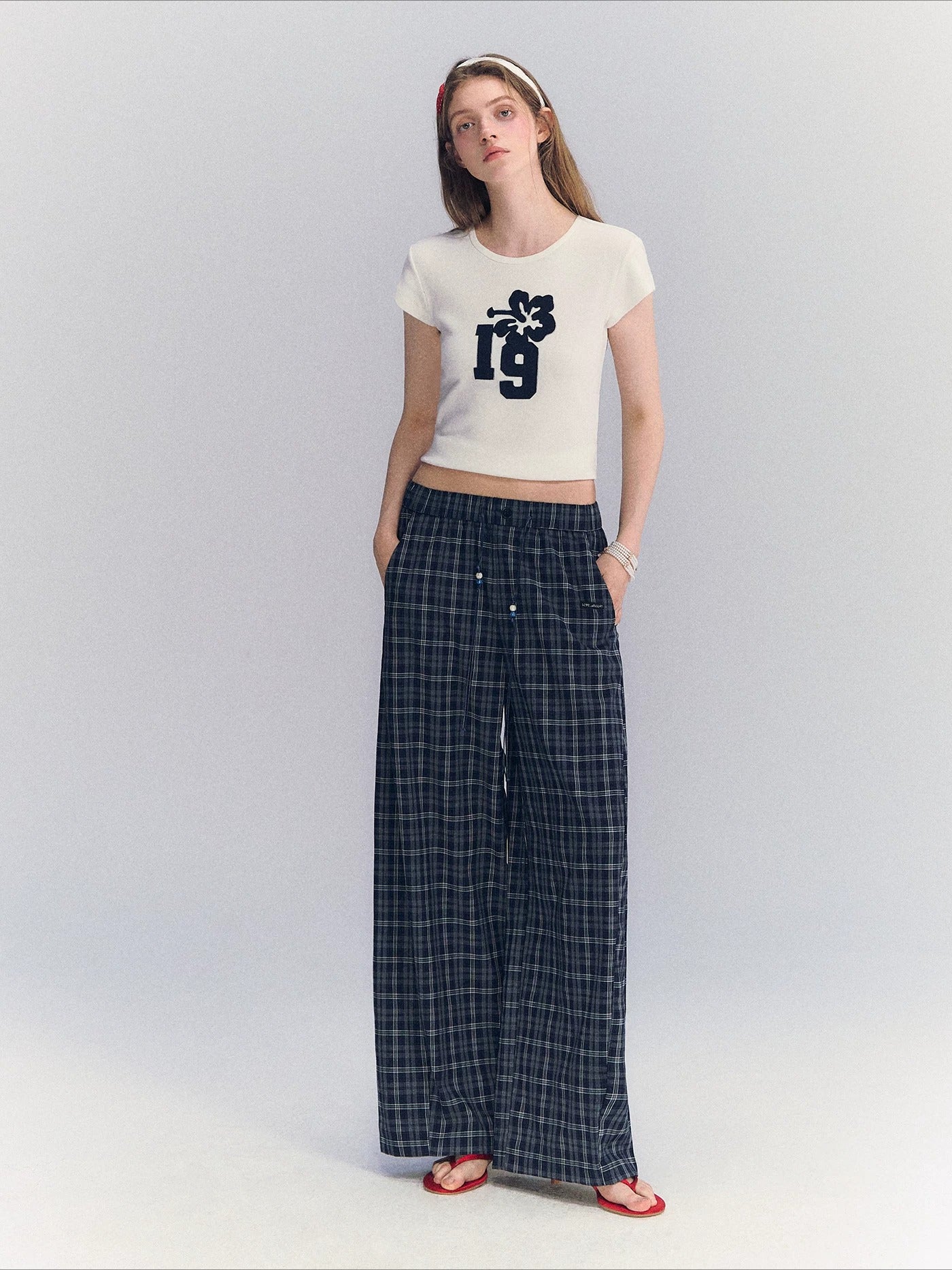 Plaid Wide-Leg Pants