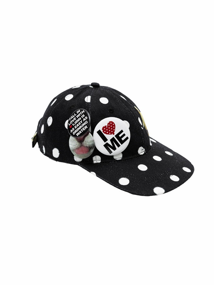 Badge Polka Dot Canvas Baseball Cap
