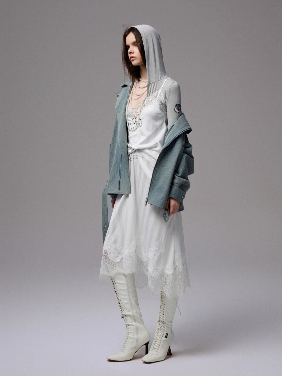 Washed Denim Moto Jacket