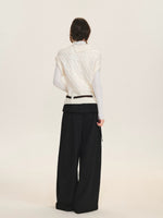 Belted Collared Wool Blend Vest