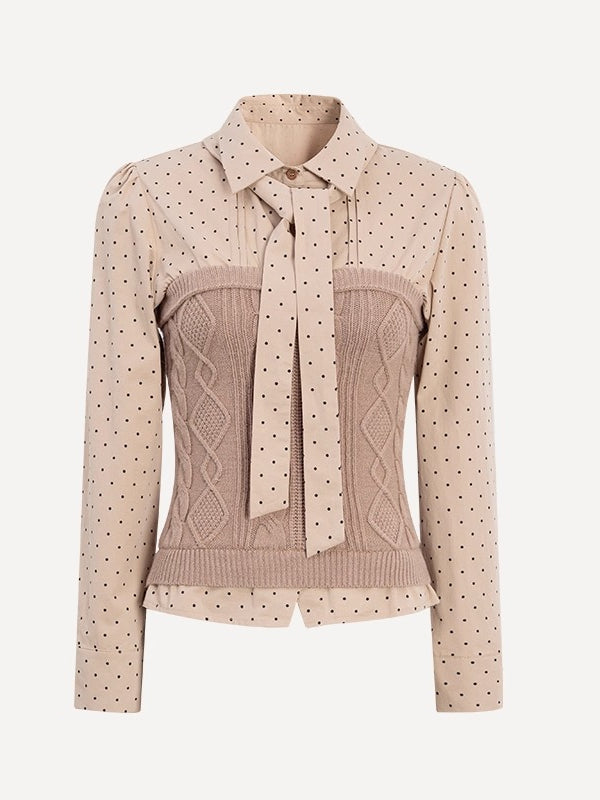 Polka-Dot Preppy Shirt &amp; Skirt Set
