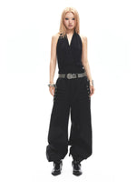 Studded Halter Ruched Crop Top