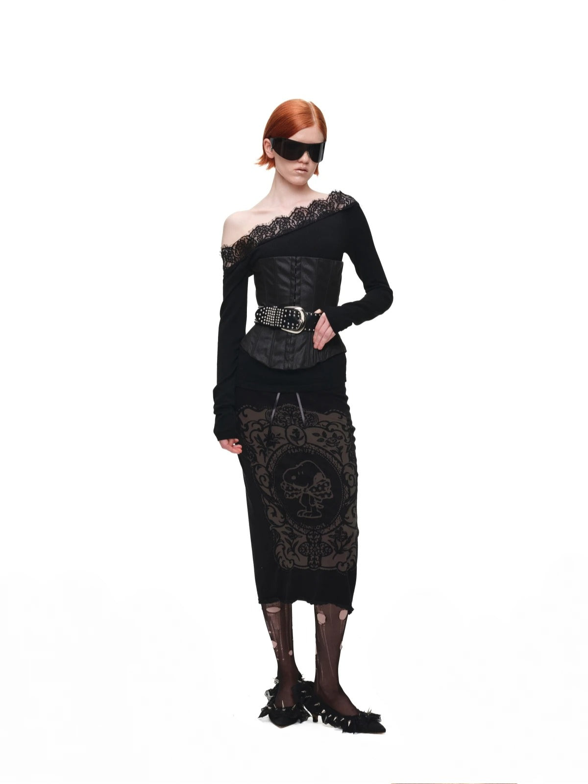 Burnout Knit Midi Skirt