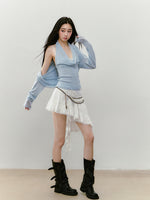 Irregular Hem Ribbon Lace Midi Skirt