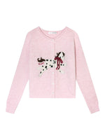 Pony Jacquard Bow Crewneck Knit Cardigan