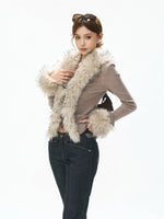 Faux Fur Collar Knit Cardigan Top