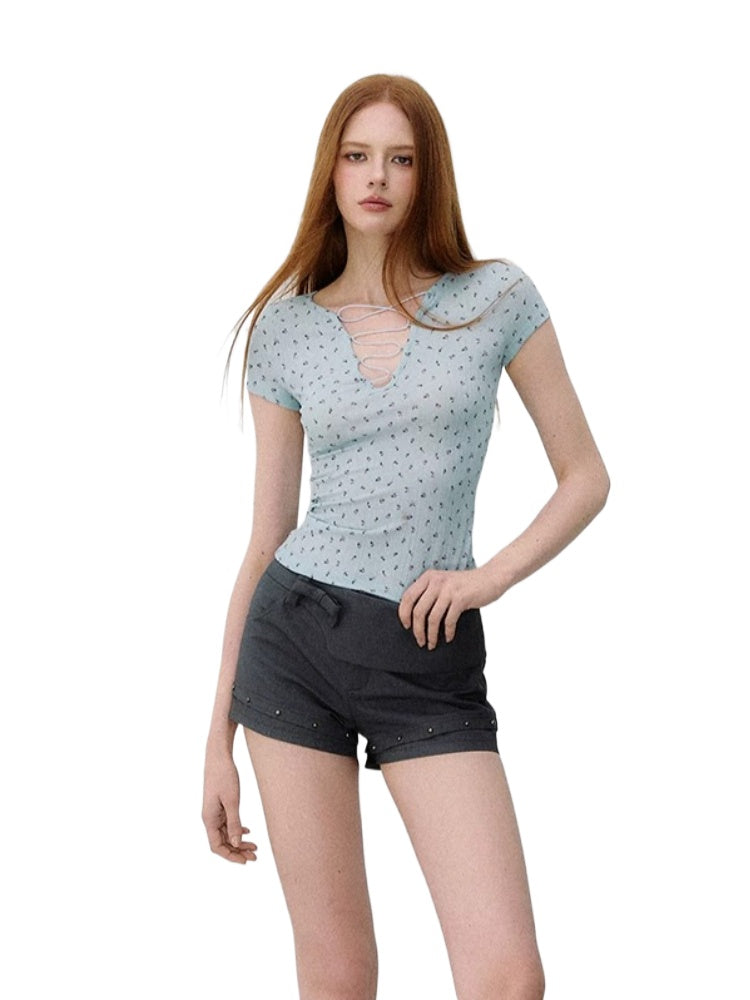 Crisscross V‑Neck Tee