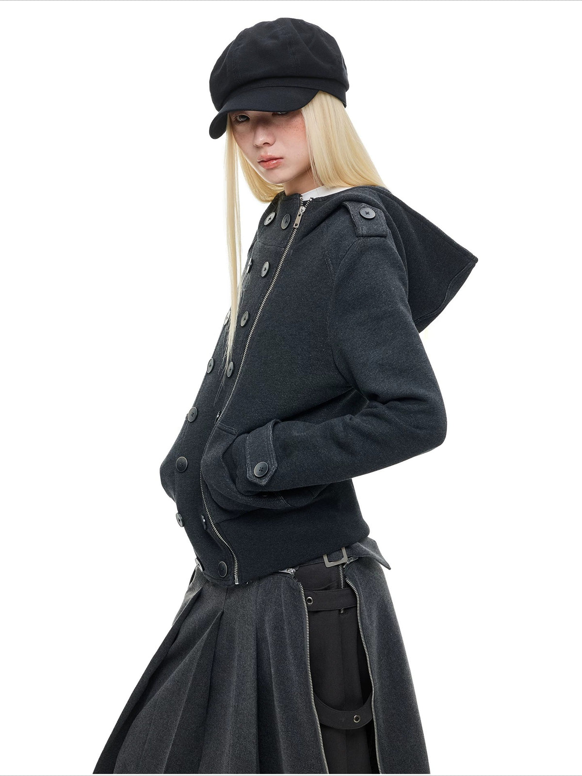 Double-Breasted Utility Cropped Jacket