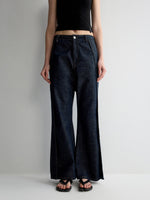 Structured Low Rise Drop-Crotch Flared Jeans