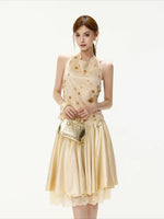 Lace Satin A-Line Skirt
