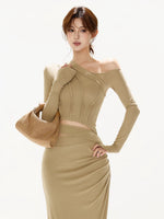 Asymmetric Knit Top & Skirt Set