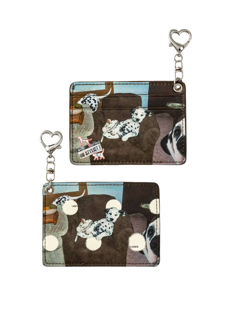 Polka Dot Cats &amp; Dogs Charm Dual-Slot Card Holder