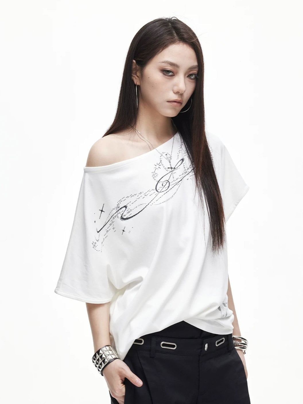 Off Shoulder Graphic Tee