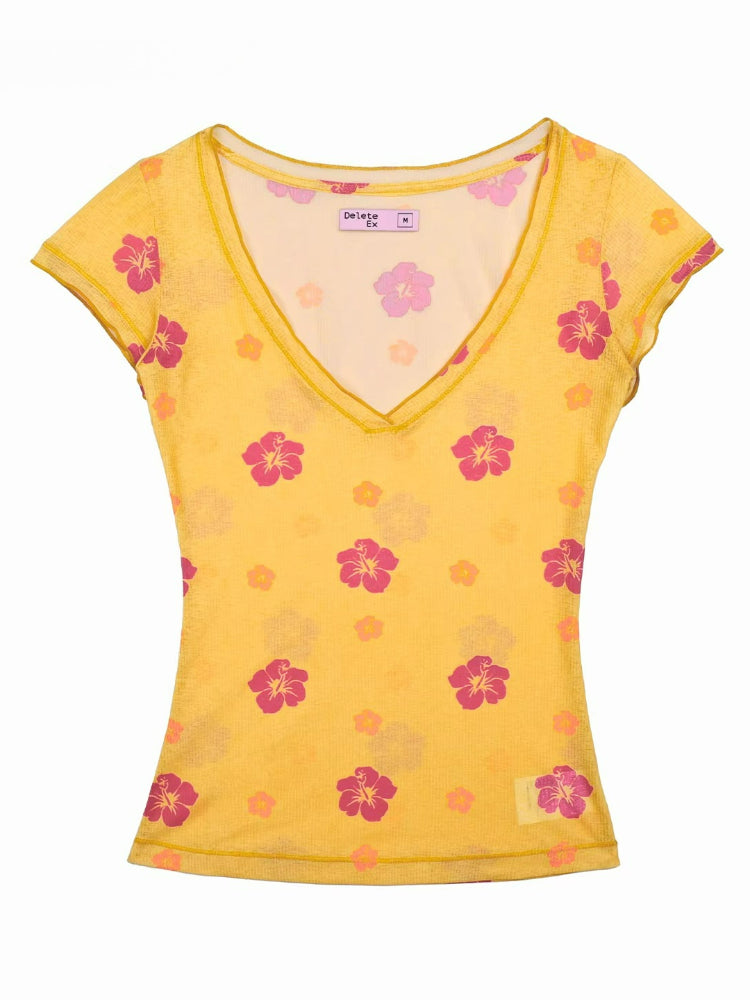 Sunfade Floral Knit T-Shirt