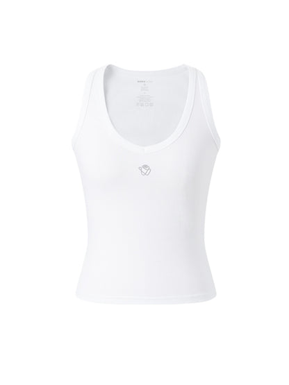 White &amp; Blue V-neck Fitted Top