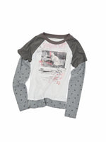 Cat Print Layered Raglan Top