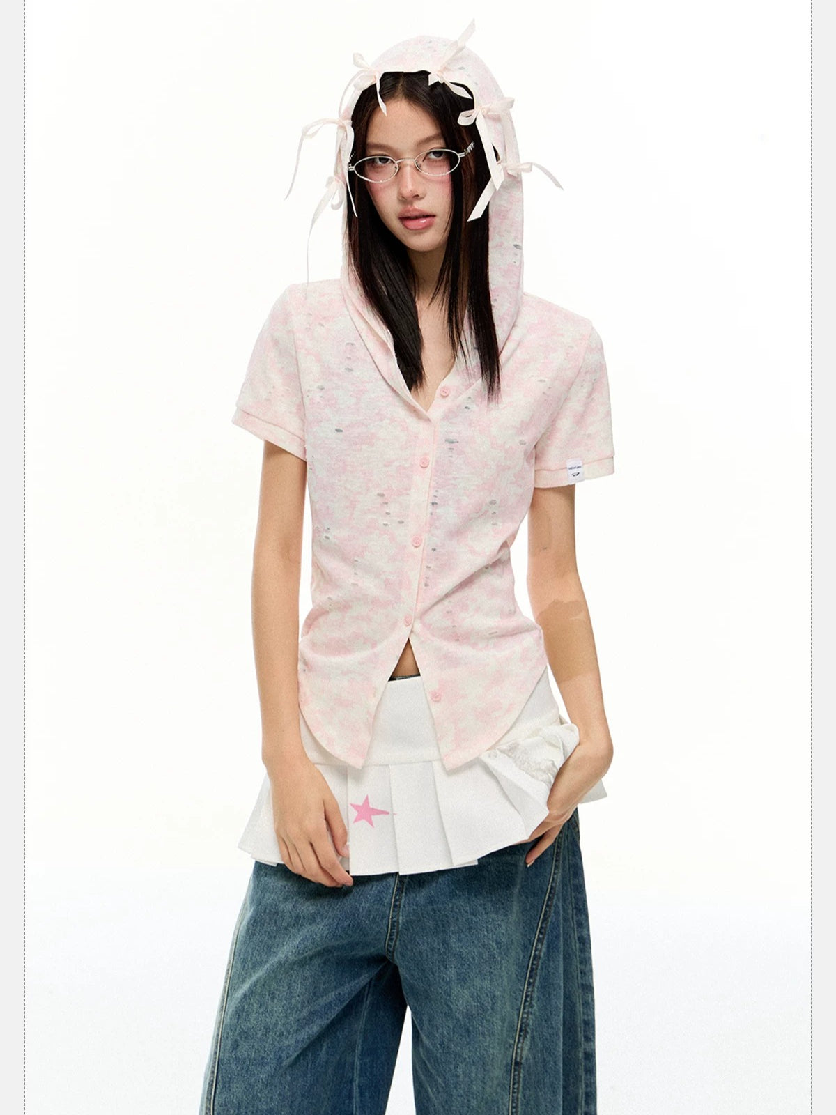 Hooded Vintage Short Sleeve Top