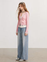 Lace Patchwork Distressed Sweater