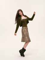 Fur Trimmed Camisole & Cardigan Set