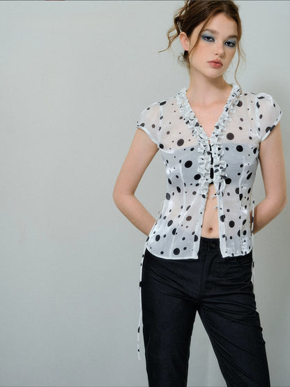 Polka Dot Chiffon Blouse