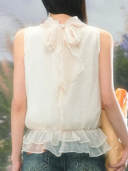 Chiffon Halter Ruffle Tank