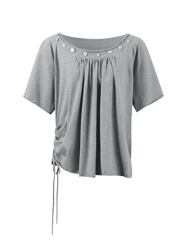 Shell Button Off-Shoulder Top