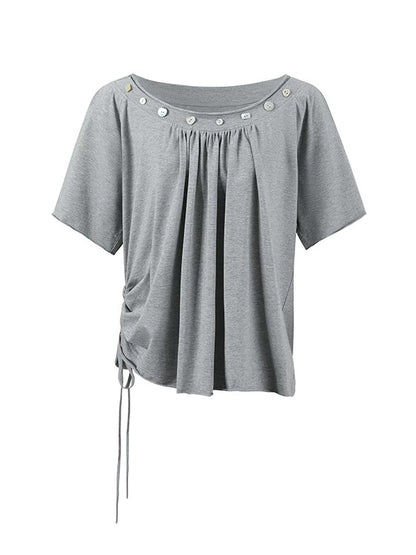 Shell Button Off-Shoulder Top
