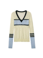 Mohair Embroidered V-neck Top